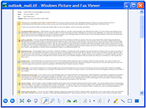 Windows画像とFAXビューアで開かれた変換電子メール。