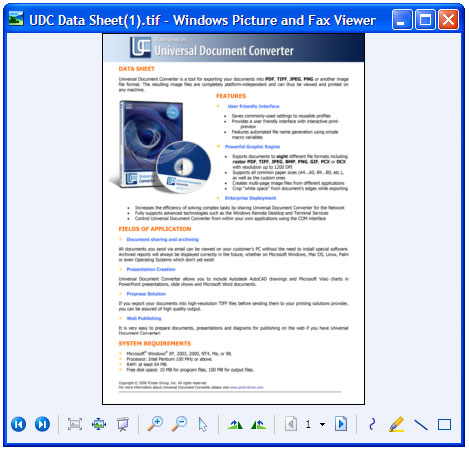 Windows画像とFAXビューアで開かれた変換ドキュメント。
