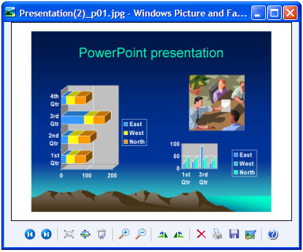 Windows画像とFAXビューアで開かれた変換プレゼンテーション。